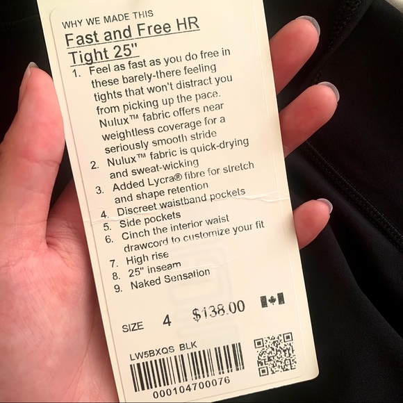 SOLD lululemon fast and free HR tight 25” - Picture 4 of 4